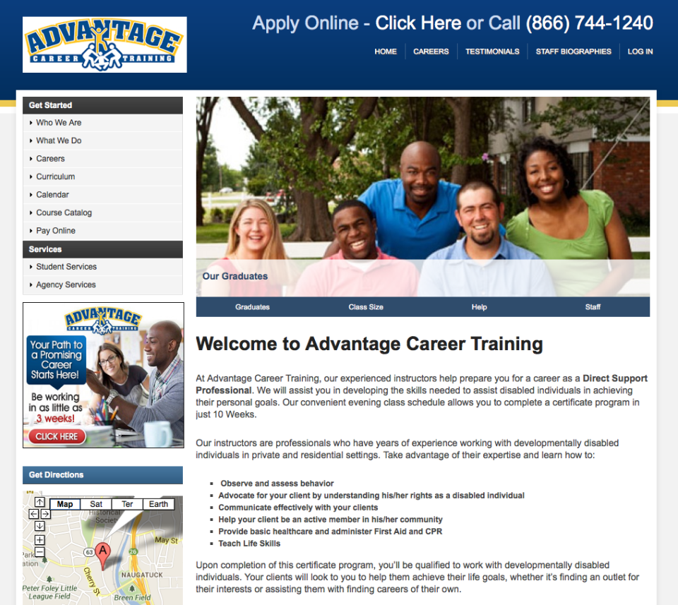 Advantage Career Training – WordPress Site